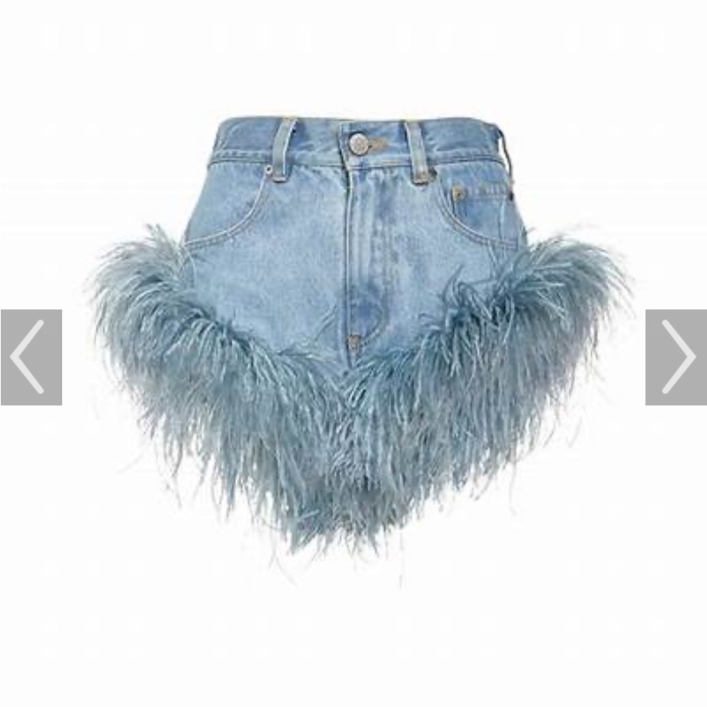 COPY - Area frayed denim feather Hot shorts - Picture 2 of 3